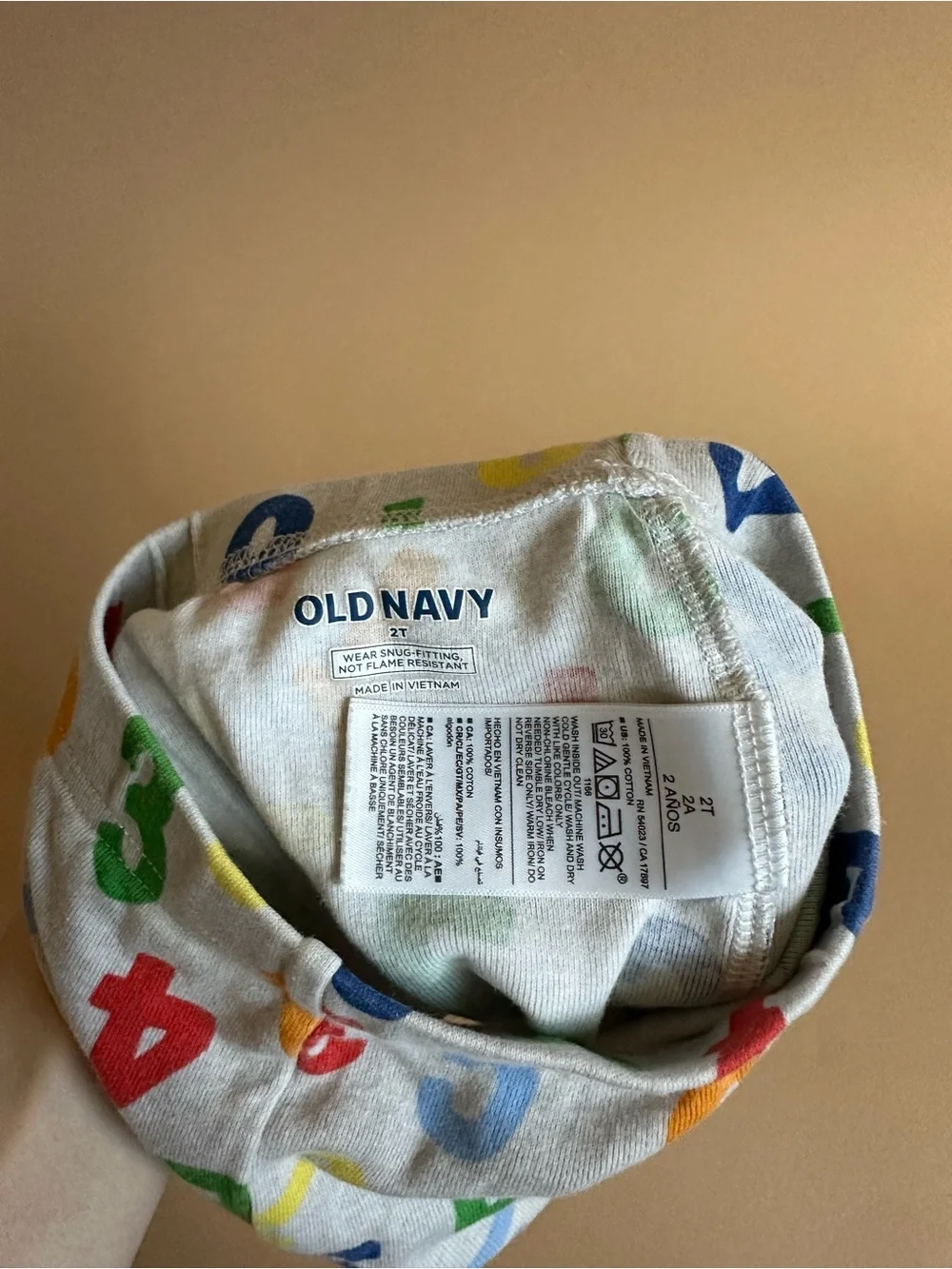 Pajamas 2T Numbers Print Short Sleeve Set Snug Fit 100% Cotton Gray Old Navy